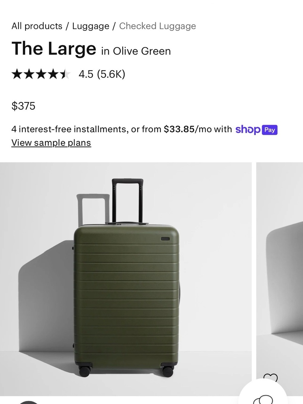 AWAY Luggage in Olive Green Hardshell - The Large - Picture 12 of 12